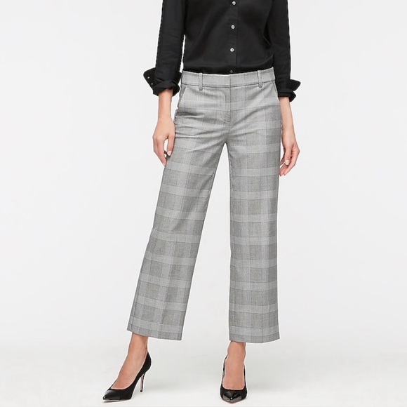 J. Crew Pants - J. Crew Black White Houndstooth High-Waisted Wide-Leg Cropped Pants 6 EUC $109